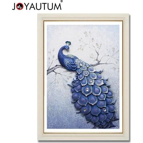 Diamonds Painting 5D Diamond Cross Stitch Embroidery Full Needlework Diy Diamond Mosaic Kit Blue Peacock