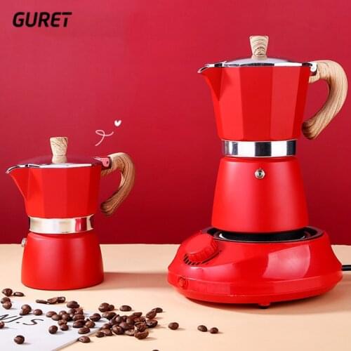 GURET 150/300ml Mocha Coffee Pot Aluminum Moka Pot High Pressure Extraction Italian Espresso Filter Home Outdoor Cafe Tool Stove