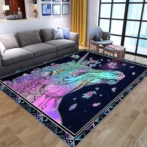 Cartoon Kids Gamer Area Rugs 3D Unicorn Pattern Printed Carpets for Child Bedroom Play Crawl Anti-Slip Floor Mat Kid Playing Rug