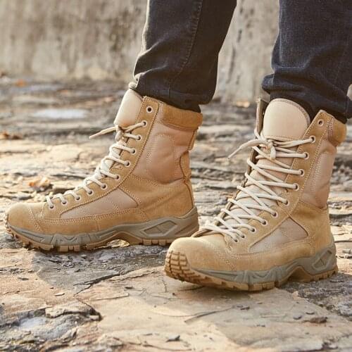 Men Boots Winter Outdoor Leather Military Boots Breathable Army Combat Boots Plus Size Desert Boots Men Hiking Shoe