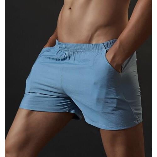 2 Pieces Mens Sleep Shorts with Pockets Underwear Sleeping Pants Lounge pyjamas casual mens sleepwear Homewear Sleeping Shorts