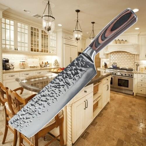 New chef knife kitchen knife Japanese butcher meat cleaver vegetable 7 in German 1.4116 stainless steel Nakiri cooking cutter