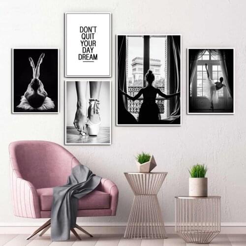 Black and White Window Girl Ballerina Posters Wall Pictures Modern Sexy Dancer Prints For Living Room Cafe Bar Home Decor