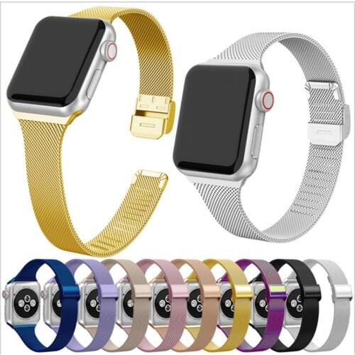 Strap For Apple Watch band 44mm 40mm steel metal bracelet correa for series 6 5 4 3 SE for iWatch band 42mm 38mm Milanese Loop
