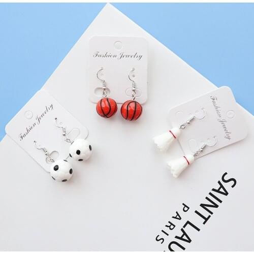Simulation Basketball Football Badminton Drop Earrings For Women Girls DIY Handmade Creative Dangle Earrings Jewelry Accessaries