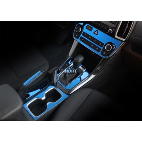 Blue Doors Panel Handle Copilot Storagebox Gear Window Switch Deorated Frame Sticker For Hyundai IX35 2018 2019 2020 2021