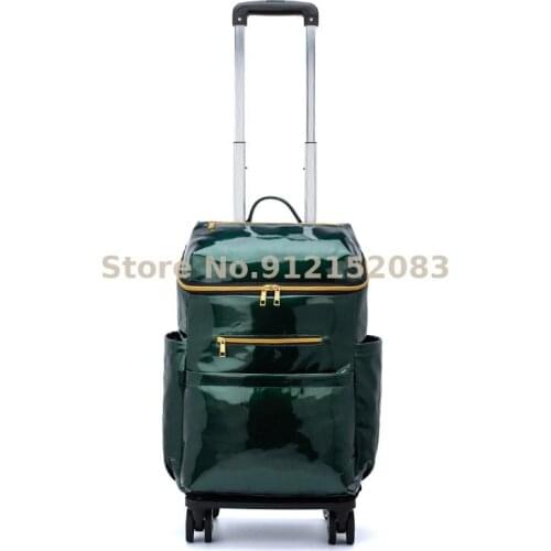 Universal Wheel Trolley Shopping Bag Large Capacity Waterproof Thermal Insulation Grocery Shopping Bag Small Cart Portable Foldi