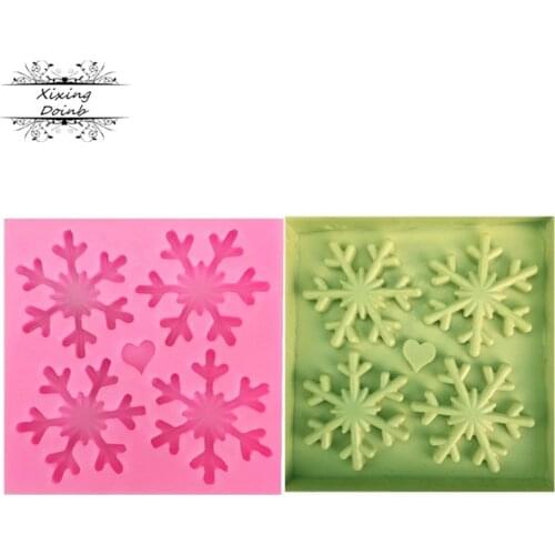 1Pcs DIY Christmas snowflake Silicone Mold Fondant Cake Decorating Tools dessert modelling Sugarpaste Craft Bakeware