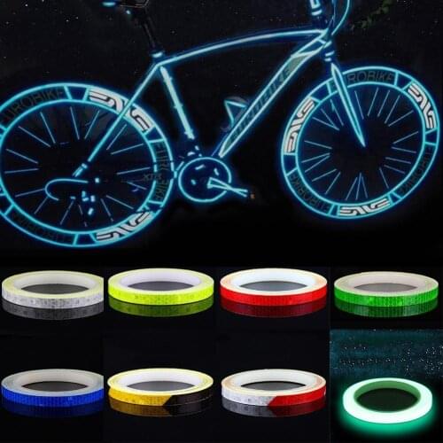 1CM*8M Bicycle Wheels Reflect Fluorescent MTB Bike Reflective Sticker Strip Tape For Cycling Warning Bicycle Stickers Decoration