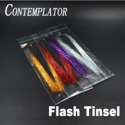 CONTEMPLATOR 10Colors Holographic Tinsel Streamers Fly Tying Materials 4bags Shinning Flash Tinsel Nymph Fly Fishing Lures