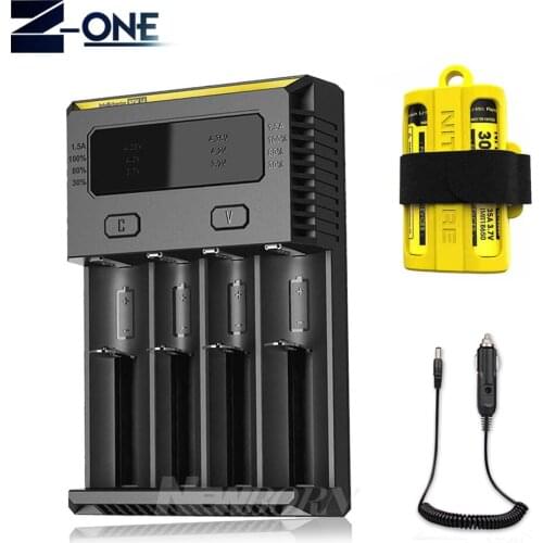 100% Original Nitecore I4 Battery Charger 18650 14500 16340 26650 LCD Li-ion Charger 12V Input Charing for A AA AAA Batteries