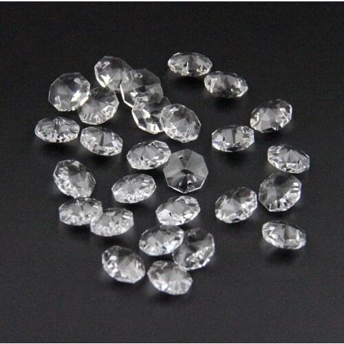 1000pcs 14mm Clear Glass Crystal Octagon Beads For Chandelier Crystal Curtain Beads accessorie, Crystal Strands Garlands Beads
