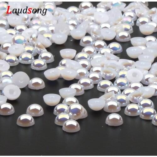 2/3/4/5/6/8/10 MM White Acrylic Beads Pearl Imitation Half Round Flatback Scrapbook Bead For Jewelry Making DIY Accessories