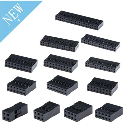 20pcs 2.54mm 2x2/3/4/5/6/7/8/9/10/13/15/16/20Pin Double base Pitch Double Row Connector Shell Plug Jumper Wire Cable Pin Header