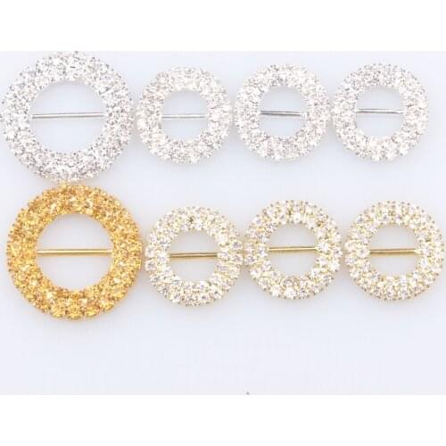27mm and 20mm 1 1/10" 4/5" Double Row Round Rhinestone Buckle Invitation Ribbon Slider For Wedding Supplies Decoration 20pcs