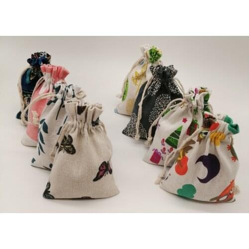 5pcs Cloth Jute Bag Sack Cotton Bag Drawstring Burlap Bag Jewelry Bags Pouch Little Bags For Jewelry Display Storage Gift Bag