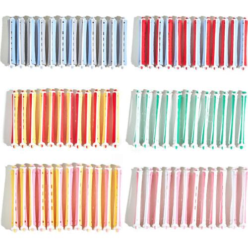 72PCS Assorted Sizes Plastic Hair Curler Roller Perm Rods with Rubber Bands for Girls Women Home Beauty Salon Hair Styling Tools