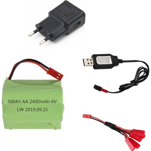 6v 2400mah NiMH Battery + 6V Charger For Rc toys Cars Boats Gun Tanks Trucks Robots AA Ni-MH 6v Rechargeable Battery Pack 1-2Pcs