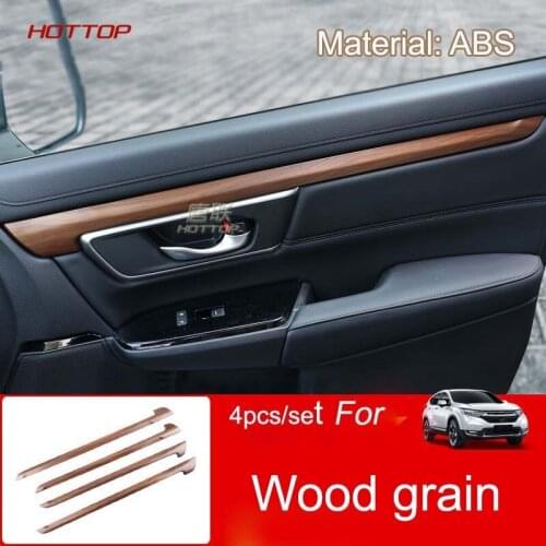 HOTTOP For HONDA CR-V CRV 2017 2018 5th Gen AT(LHD&RHD) car styling Wood Grain Inner door plate decorative strip