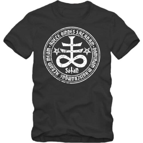 Baphomet Satanic Occult Art Satanic Cross Sigil of Lucifer T-Shirt. Summer Cotton O-Neck Short Sleeve Mens T Shirt New S-3XL