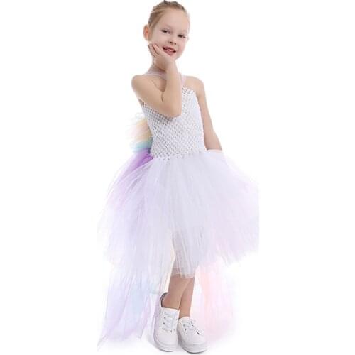 White Baby Tutu Dress Summer Kids Dresses for Girl Unicorn Princess Prom Dress Baby Birthday Unicorn Party Costume Rainbow Dress