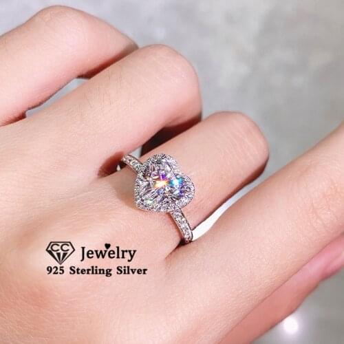 CC Wedding Rings For Women S925 Silver Stamp Heart Cubic Zirconia Bridal Propose Engagement Ring Anel Lover Fine Jewelry CC829