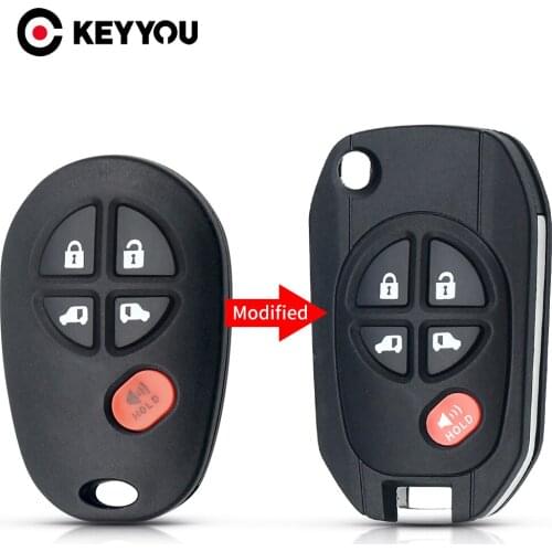 KEYYOU Case For Toyota Sienna 2004 2005 2006 2007 2008 2009 2010 2011 2012 2013 4+1 Panic 5 Button Control Key Case Replacement