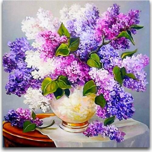 Colored Flowers DIY Cross Stitch Embroidery 11CT Kits Craft Needlework Set Cotton Thread Printed Canvas Home Sale