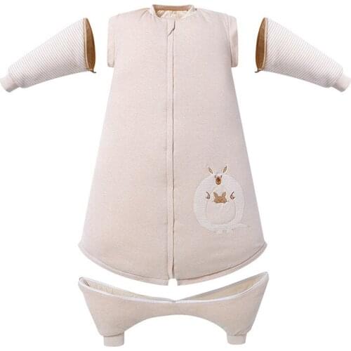 Adjustable Length Baby Spring Winter Sleeping Bag 1-5Y Kids Detachable Sleeve Legs Sleepsack Cotton Toddler Sleep Sack Bed Gown