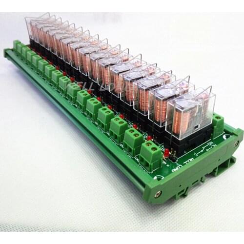 DIN Rail Mount 16 SPDT 16A Power Relay Interface Module,OMRON G2R-1-E DC24V Relay