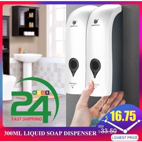 300ml Liquid Soap Dispenser Kitchen Soap Dispenser Pump Wall Mounted Bathroom Shower Liquid Sanitizer Hand Touch Soap Dispenser