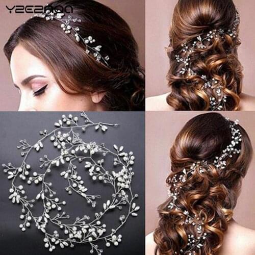 Headpiece Women Handmade Tiara Wedding Hair Ornaments Jewelry Wedding Headdress Pearl Crystal Headband Bridal Hair Accessories