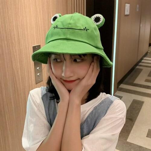 Cotton Frog Bucket Hat for Women Summer Autumn Plain Women Panama Outdoor Hiking Beach Fishing Cap Sunscreen Female Sun Hat