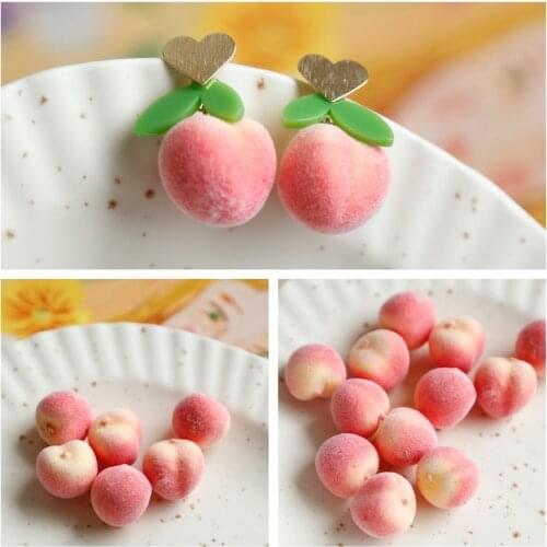 Simulation Peach Pendant Girls Heart Sweet Foam Peach DIY Handmade Ornament Accessories Hairpin Earrings Material 10pcs