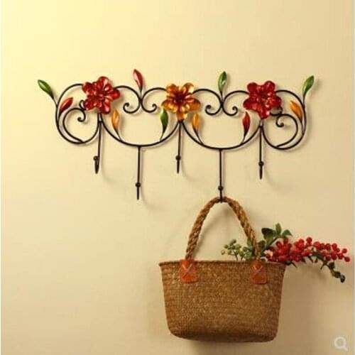 Creative iron leaf clothes hook, key hook, decorative hook, wall coat rack, wall clothes hanger