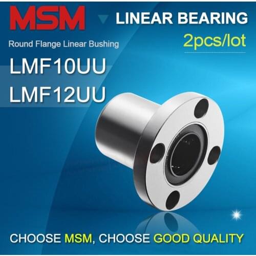 2pcs LMF10UU/ LMF12UU Round Flange Linear Bearings SMF10GUU/LHFR10(dr10 D19 L29) SMF12GUU/LHFR12(dr12 D21 L30) Shaft Bushing CNC