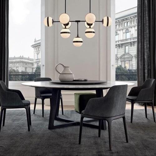 Nordic marble round table with turntable