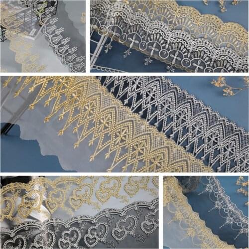 CHICKNIT 5 yards new gold silver mesh lace trim Lolita net Embroidery lace ribbon for Sewing cloth Accessorie WS09 WS12-WS15
