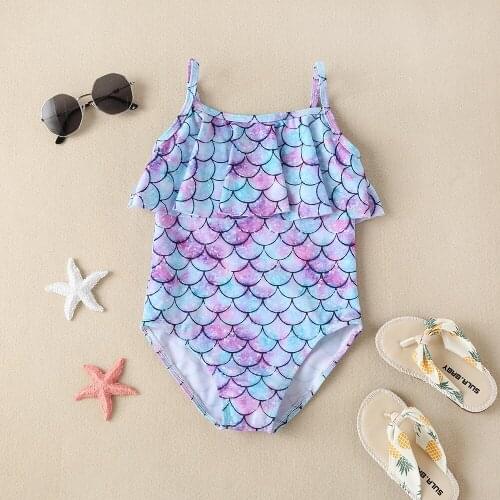 Girls Summer Swimsuit Kids Bikini Girls Summer Vacation Beach Clothes Cute Girl Baby Mermaid Print Fashion Swimwear