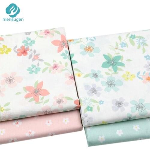 Mensugen Flower & Floral 100% Cotton Fabric Meters for Dresses Patchwork Quilting Cloth Pillows Cushion Cover Sewing Telas