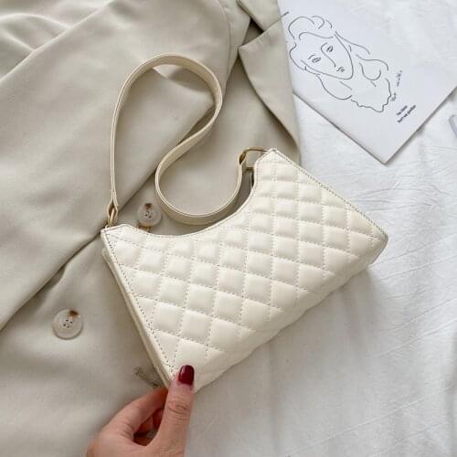 Fashion Lingge Womens Bag New PU Leather Underarm Shoulder Bag Female Luxury Design Baguette Handbags for Women 2021