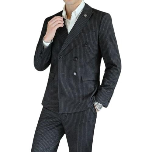 2021 New Fashion Mens Business Slim Fit 2pcs Suit Set Blazer+Pants Male Smart Casual Groom Evening Wedding Tuxedos Costs Jacket