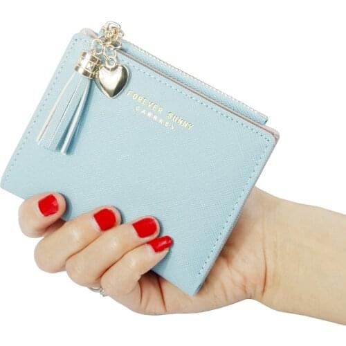 New Cute Short Women Wallet Zipper Coin Pocket Small Leather Clutch Bag Fashion Buckle Card Holder Purse For Female