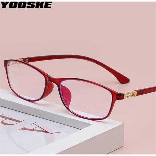 YOOSKE Women Reaidng Glasses Trendy Blue Light Blocking Spectacle Frames Men Ultralight Hyperopia Presbyopic Eyeglasses +1.5 2
