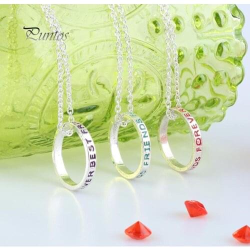 3 Pcs / set of BFF necklace forever good friend round alloy Pendant Necklace For Girls Women Sisters Friendship jewelry