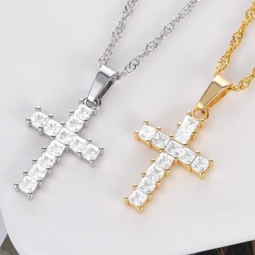Punk Cross Pendants Necklaces For Women Vintage Jesus Cross Man Necklace Stainless Steel Chain Cool Jewelry Female Accessories
