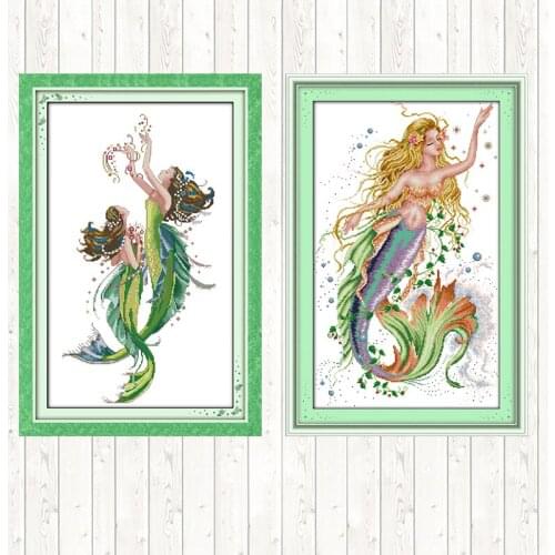 The Mermaid 14ct 11ct Count Print Canvas Needlework Embroidery Patterns Cross Stitch Kits DIY Crafts Home Decor Embroidery Kits