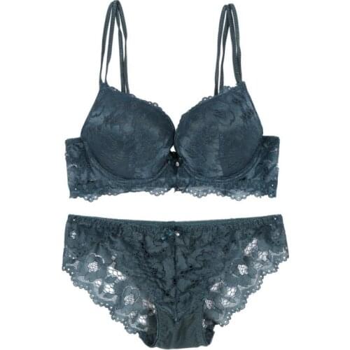 Floral Embroidery Sexy Lace Bra Women Underwear Lingerie Set Plus Size Ultrathin Solid Transparent Womens Push Up Bra Set