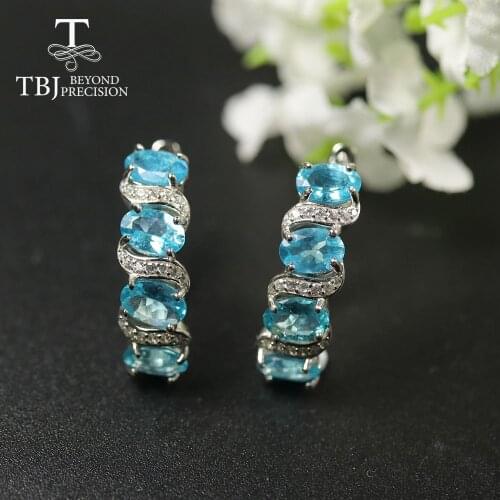 4ct up Natural Neon Apatite Gemstone Earring ,oval 4*6mm real gemstone nice color jewelry 925 sterling silver for women gift