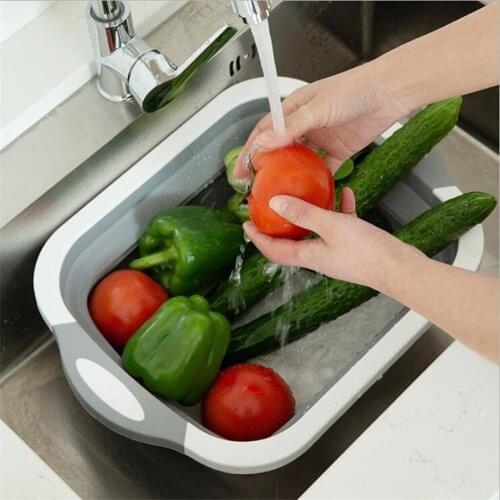 Folding Vegetable Fruits Storage Basket Food Draining Storage Box Drawer Packing Basket Large Household Goods Organizer jun13